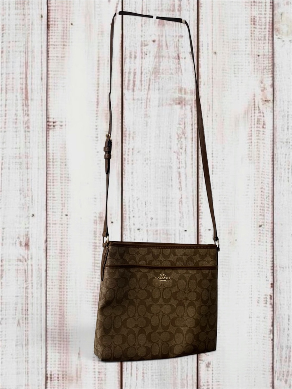 Coach Brown Signature Pattern Crossbody Bag